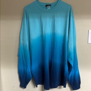 Blue Ombré Long Sleeve Tee with Crew Neck